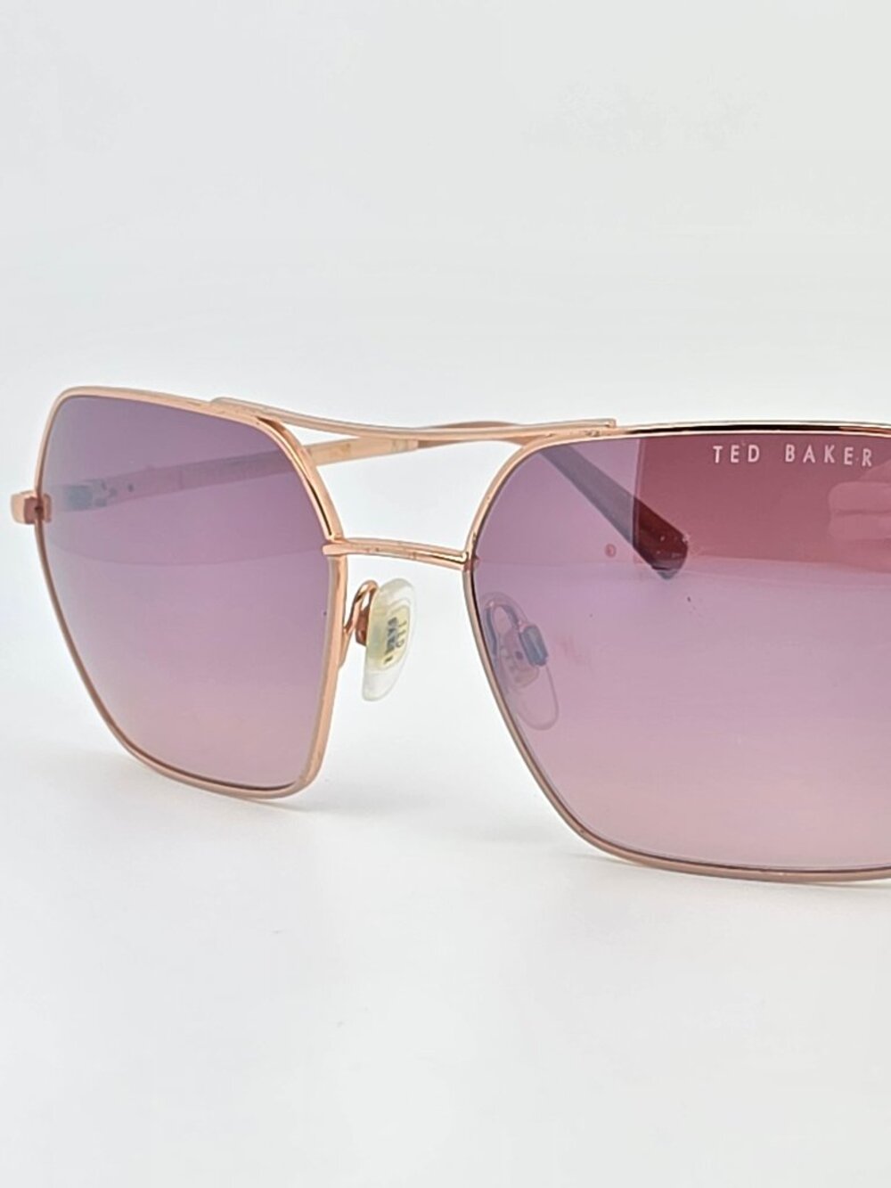 Ted Baker TWS254 Rose Gold Glitter Frame Purple Gradient Lens Aviator Sunglasses